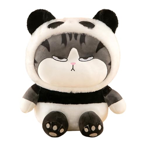 Plüschkatze, Cartoon-Plüschkatze mit Panda-Mütze, weiche Plüschkatze, bequeme Puppenspielzeug, Plüschkatze, einzigartige Cartoon-Figur Plüschkatze, Cartoon-Plüschkatze mit Panda-Mütze, weiche Plüschkatze, bequeme Puppenspielzeug, Plüschkatze, einzigartige Cartoon-Figur von Opilroyn