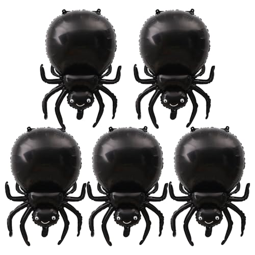 Schwarze Spinne Luftballons - Halloween Dekoration Set, Tier Aluminium Luftballons | 5 Stück aufblasbare Spinnen für gruselige Geburtstagsthemen, Requisiten für cas von Opilroyn