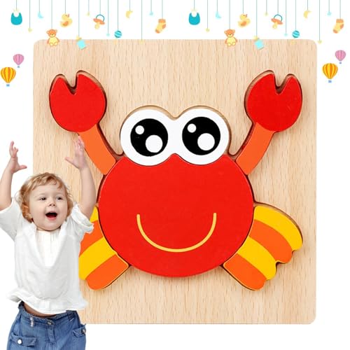 Tierpuzzle aus Holz, 3D Tierpuzzle aus Holz, Cartoon-Puzzle, niedliche Tier-Puzzles für 4 bis 6 Jahre, kreatives Puzzle für frühes Lernen von Opilroyn