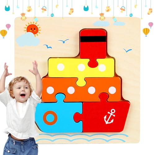 Tierpuzzle aus Holz, Tierpuzzle aus Holz, Cartoon-Puzzle, niedliche Holzpuzzle für Kleinkinder, Lernspielzeug für Jungen und Mädchen ab 4 Jahren von Opilroyn