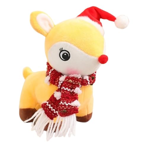 Vistaprint Weihnachtsspielzeug aus Plüsch, Hirsch-Plüschspielzeug 18 cm | Weihnachtshirsch – Plüschspielzeug aus kuscheligem Elch, weiches Elch-Plüschspielzeug mit Weihnachtshut mit Schal von Opilroyn