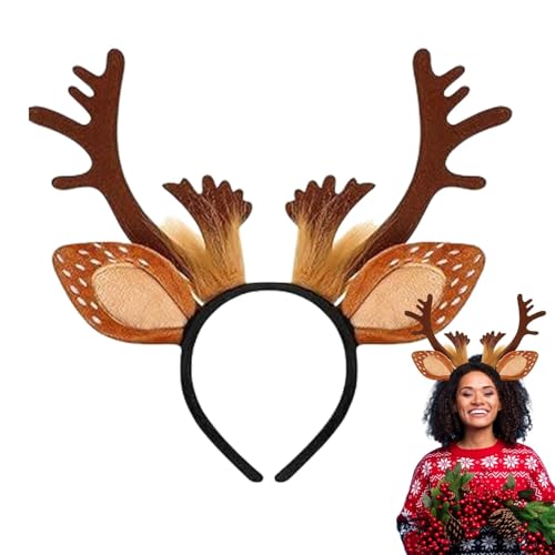 Weihnachten Rentier Haarband, Weihnachten Geweih Stirnband - Weihnachten Hirsch Geweih Stirnband Hirsch Cosplay Kostüm Tier Ohren Stirnband Boppers Hüte - von Opilroyn