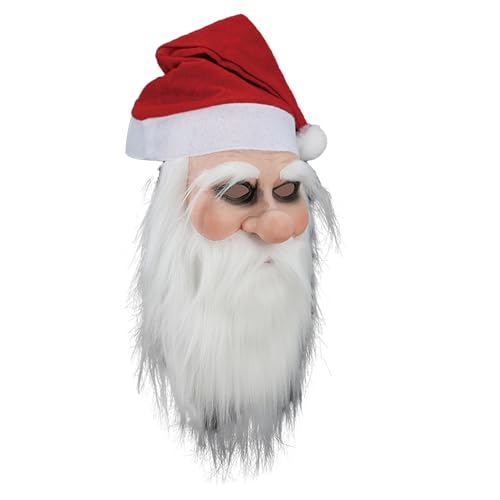 Weihnachtsmann-Gesichtsmaske – Weihnachtsmannmaske für Erwachsene, realistische Vollkopf-Latexmaske | Bart und rote Mütze als Zubehör für Halloween, Feiertage, Cosplay-Kostüme, Weihnachtsverkleidungen Weihnachtsmann-Gesichtsmaske – Weihnachtsmannmaske für Erwachsene, realistische Vollkopf-Latexmaske | Bart und rote Mütze als Zubehör für Halloween, Feiertage, Cosplay-Kostüme, Weihnachtsverkleidungen von Opilroyn