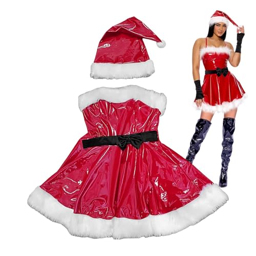 Weihnachtsmann-Kleid für Damen, Weihnachtsmannkleider für Damen | Rotes Weihnachtsmannkleid mit Weihnachtsmannhut | Cosplay-Weihnachtskleid-Kostüm, Weihnachtsmannkostüm für Frauen Weihnachtsmann-Kleid für Damen, Weihnachtsmannkleider für Damen | Rotes Weihnachtsmannkleid mit Weihnachtsmannhut | Cosplay-Weihnachtskleid-Kostüm, Weihnachtsmannkostüm für Frauen von Opilroyn