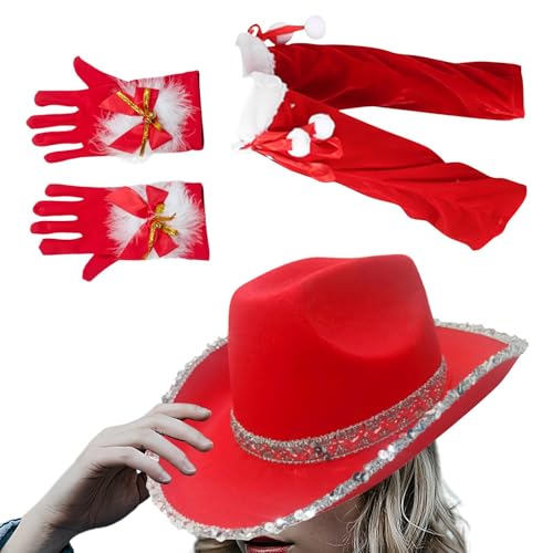 Weihnachtsoutfit für Damen, Cowboyhut für Weihnachten, rote Outfits, Weihnachtsmütze, 3-faches Weihnachtsmann-Kostüm, Cosplay-Partyzubehör für Rollenspiele, Bälle, Karneval, Partys Weihnachtsoutfit für Damen, Cowboyhut für Weihnachten, rote Outfits, Weihnachtsmütze, 3-faches Weihnachtsmann-Kostüm, Cosplay-Partyzubehör für Rollenspiele, Bälle, Karneval, Partys von Opilroyn