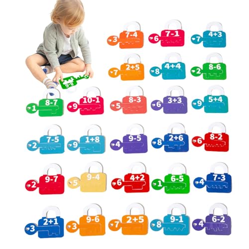 Zählspielzeug zum Kombinieren von Schlüsselschlössern, Zählspielzeug aus Holz, lustiges Spielzeug zum Kombinieren in Form eines Holzschlosses, multifunktionales STEM Vorschule von Opilroyn