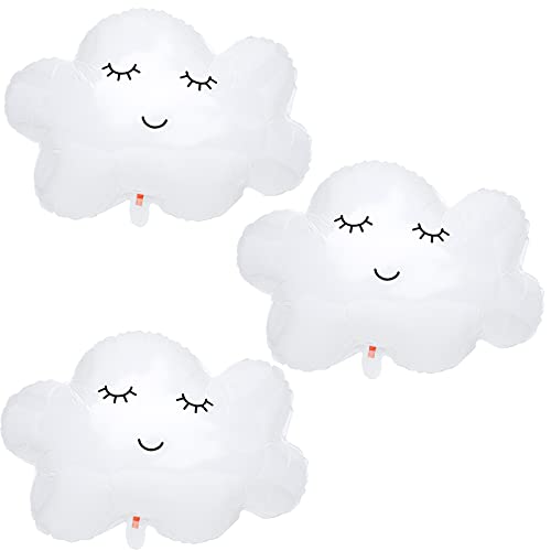 Opopark Wolkenförmige Luftballons, 3 Stück Mylar Folien Ballon, Lächelnde Quasten Luftballon, Kinder Geburtstagsdeko, Party Zubehör Set für Baby Shower Geburtstag Party Dekoration(Wolken) von Opopark