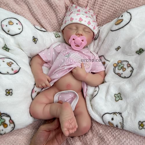 Full Silicone Body Baby Doll with Mouth That Opens - 20 Inch Lifelike Reborn Baby Dolls Soft Sleeping Newborn Doll Anatomically Correct (Girl) von Oppaionaho