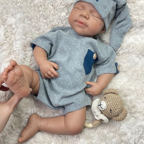 Oppaionaho 19 Inch Pascale Girl Full Body Silicone Baby Doll African American Realistic Reborn Dolls, Lifelike Sleeping Black Newborn Baby Doll 3D Painted for Kids Oppaionaho 19 Inch Pascale Girl Full Body Silicone Baby Doll African American Realistic Reborn Dolls, Lifelike Sleeping Black Newborn Baby Doll 3D Painted for Kids von Oppaionaho