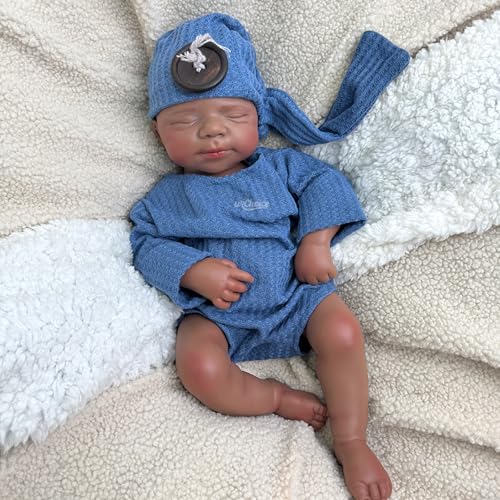 Oppaionaho 19'' Pascale Ganzkörper Silikon Reborn Babypuppe, Neugeborenen-Jungenpuppe mit Realistische Aussehen (Mädchen- Afrikanisch) von Oppaionaho