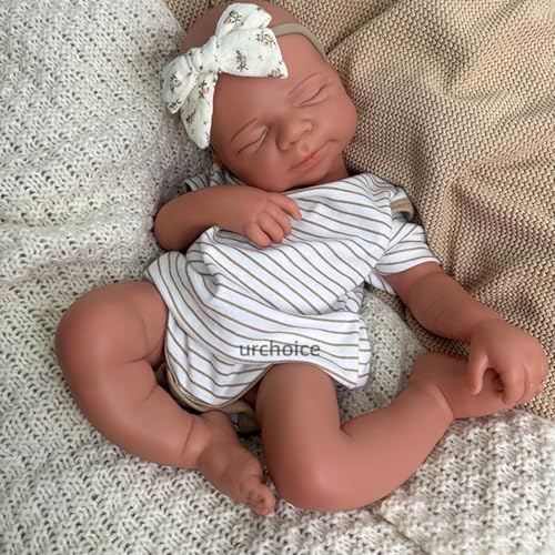 Oppaionaho 19'' Pascale Ganzkörper Silikon Reborn Babypuppe, Neugeborenen-Jungenpuppe mit Realistische Aussehen (Mädchen- Braun) von Oppaionaho