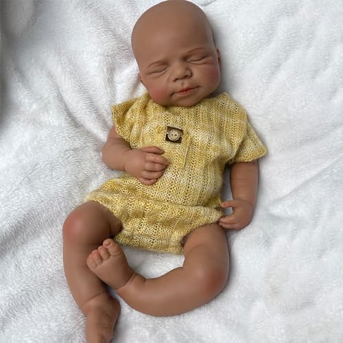 Oppaionaho 19'' Pascale Ganzkörper Silikon Reborn Babypuppe, Neugeborenen-Jungenpuppe mit Realistische Aussehen (Mädchen- Dunkelbraun) von Oppaionaho