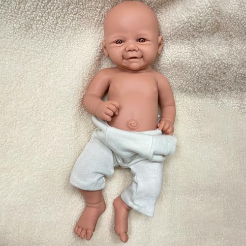 Oppaionaho 43CM Realistische Vollsilikon-Reborn-Babypuppen, Flexibel, Lebensechte Weiche Neugeborene Mädchen, DIY-Rohlingpuppe (Unbemalt- Braun) von Oppaionaho