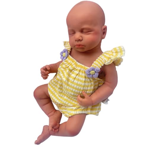 Oppaionaho 50,8 cm Ganzkörper-Puppe aus solidem Silikon, Reborn-Puppe, Mädchen, 3D-bemalt, Neugeborene, Babypuppe, die echt schlafende Babys aussehen 03 von Oppaionaho
