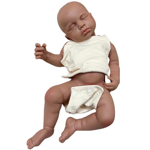 Oppaionaho 50,8 cm Ganzkörper-Puppe aus solidem Silikon, Reborn-Puppe, Mädchen, 3D-bemalt, Neugeborene, Babypuppe, die echt schlafende Babys aussehen 04 von Oppaionaho