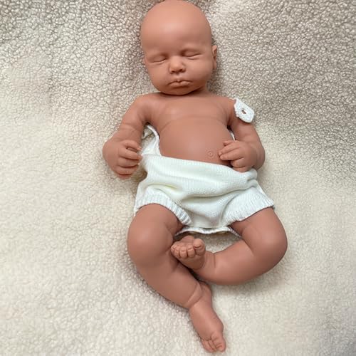 Oppaionaho 50CM Realistische Ganzkörper-Reborn-Babypuppen aus Silikon, Lebensechte Weiche Braun Neugeborenenpuppe, DIY-Rohlingpuppe (Junge- Unbemalt) von Oppaionaho