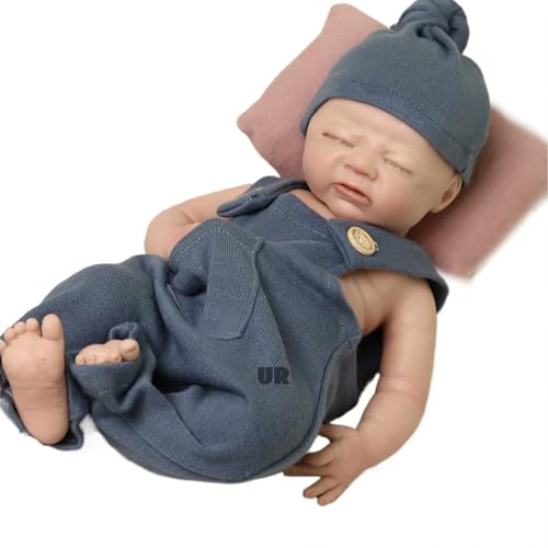 Oppaionaho Lebensechte 46 cm Neugeborenen-Babypuppe Junge aus Vollsilikon, kein Vinyl, weiche Reborn-Babypuppe, Sammlerstück, waschbar, Bemalt von Oppaionaho