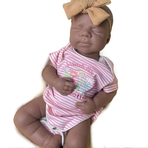 Oppaionaho Lebensechte Silikon-Reborn-Babypuppen mit Ganzkörper – 19 Zoll realistische Babypuppe mit echtem Neugeborenengewicht für Säuglinge (Girl,Dark Color,Unpainted) von Oppaionaho