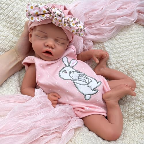 Oppaionaho Realistische Reborn-Babypuppen aus Silikon – lebensechte 43 cm große Neugeborenenpuppe für Kinder, Senioren und Sammler (Braun) von Oppaionaho