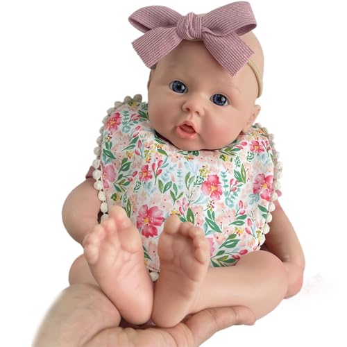 Realistische 45 cm große Ganzkörper-Silikon-Babypuppe, lebensechte Reborn-Puppe, Mädchen mit offenen Augen, badbar, anatomisch korrektes Neugeborenes, weicher Körper und flexible Gliedmaßen, Bemalt von Oppaionaho