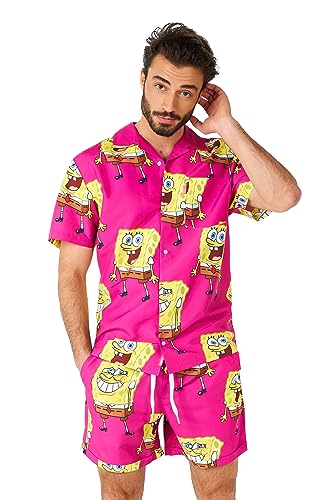 OppoSuits 2-teiliges Hawaii Sommer-Set für Herren - SpongeBob Beach Swim Wear - Tailliertes Outfit - Inklusive Kurzarmhemd und Shorts von OppoSuits