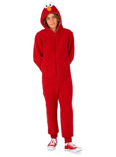 OppoSuits Kinder Elmo Onesie - Sesamstraße Einteiliger Schlafanzug - Lose Passform - Inklusive Taschen - Rot von OppoSuits