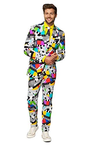 OppoSuits Lustige Verrückt Abschlussball Anzüge für Herren - Komplettes Set: Jackett, Hose und Krawatte,Mehrfarbig,52 von OppoSuits