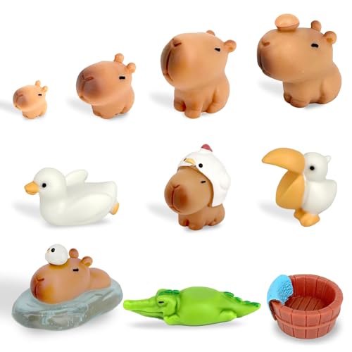 Capybara Puppenhaus Figurens, Capybaras Figurens Tortendeko, 10PCS Mini Capybara, Figuren Miniatur Gartenzubehör Capybara, für Bonsai Miniatur Landschaft Schreibtisch Puppenhaus von OptiPlay