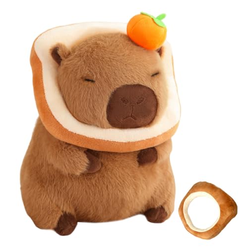 OptiPlay Capybara Kuscheltier, 30cm Capybara Plüschtier, Wasserschwein Kuscheltier, Capybara Stofftier, Capybara Plushie Puppen, Capybara mit Bagel, Spielzeug für Kinder Jungen Mädchen von OptiPlay