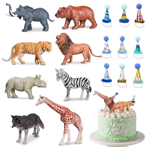 Tiere Tortendeko, Jungle Tiere Tortendeko, 17 Stück Geburtstag Tortendekos, Jungle Kuchen Tortendekos, Tier Figuren Set, Mini Geburtstagshut, für Junge Mädchen Kinder Tiere Tortendeko, Jungle Tiere Tortendeko, 17 Stück Geburtstag Tortendekos, Jungle Kuchen Tortendekos, Tier Figuren Set, Mini Geburtstagshut, für Junge Mädchen Kinder von OptiPlay