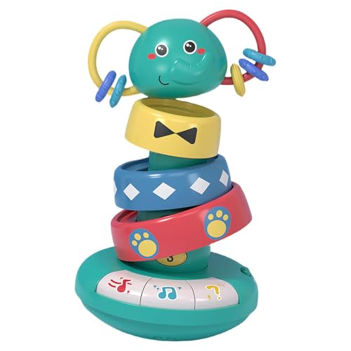 Opvonxeh Elephant Stacking Rings, Cute Elephant Kids Stacking, 5,51 x 7,36 Zoll, Powered Educational Toy, Fine Motor Skill Color Recognition Development for Toddler and Babies (Mehrfarbig) von Opvonxeh