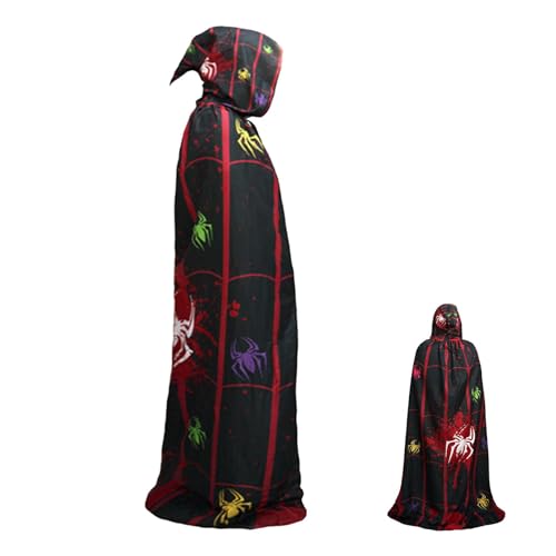 Opvonxeh Halloween-Umhang, Halloween-Umhang – gruseliger Druck in voller Länge mit Kapuze, Kapuzenkleid für Maskerade, Cosplay-Umhang für Frauen und Männer, Kostümzubehör von Opvonxeh