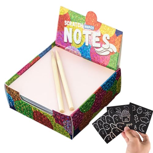 Opvonxeh Klett-Papier-Kunst-Set, Doodle Pads für Kinder, kreatives Kratzpapier, für Kinder, 100 Bögen, Scratch Paper Crafts, Toddler Art and Craft Kit, Kids Scratch Doodle Pads von Opvonxeh