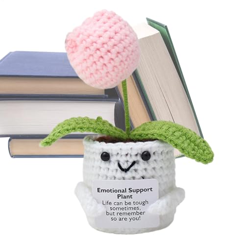 Opvonxeh Lightweight Knitted Positive Flower Crochet Doll, Handmade Emotional Support Gift, Uplifting and Cheerful Home or Office Decoration, Emotional Support Plant for Men and Women von Opvonxeh