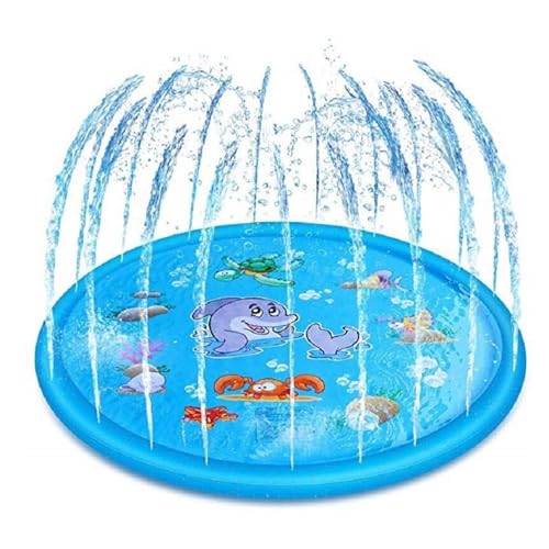 Water Pad Kids Outside, Cartoon Splash Mat, Interactive Non-Slip Sprinkler Play, 39.37 Inches Backyard Lawn Toy for Patio, Beach, Summer Party, and Birthday Activities von Opvonxeh