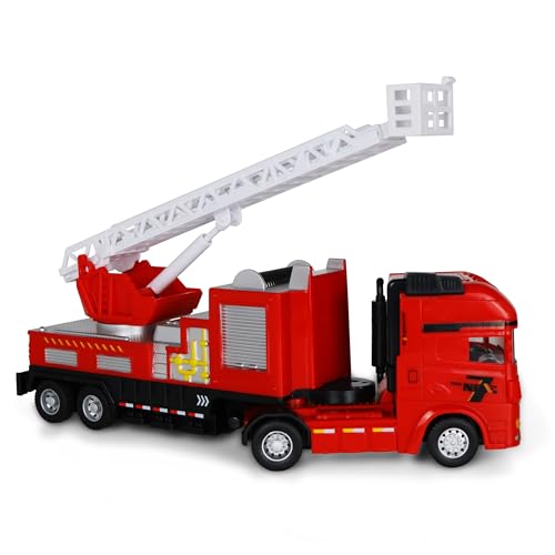 Feuerwehrauto Kunststoff Feuerwehr Auto mit ausziehbarer Leiter, drehbarer Fahrerkabine - großes Spielzeugauto Leiterwagen für Kinder ab 3 Jahre alt - Feuerwehr-Auto für drinnen und draußen Feuerwehrauto Kunststoff Feuerwehr Auto mit ausziehbarer Leiter, drehbarer Fahrerkabine - großes Spielzeugauto Leiterwagen für Kinder ab 3 Jahre alt - Feuerwehr-Auto für drinnen und draußen von Oramics