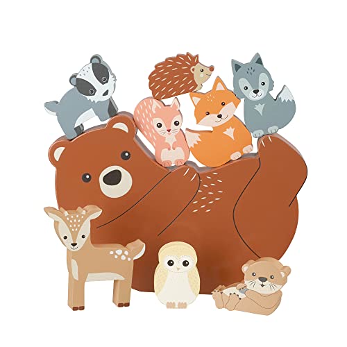 ORANGE TREE Toys Stapel- und Balancierspielzeug aus Holz mit Waldtieren – Bär, Fuchs, Eichhörnchen, Eule, Biber und mehr – für 1 Jahr, Kleinkind, frühe Entwicklung & Aktivität von Orange Tree Toys