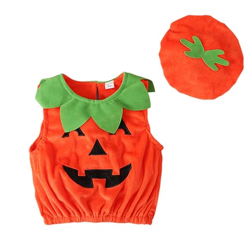 Baby Pumpkin Halloween Kostüm Kinder, Niedlichen Pumpkin Strampler Halloween Kostüm Baby Für Pumpkin Halloween Cosplay Party Kleidung Halloween Kostüm Kinder Mädchen Jungen Für (Orange, 0-3 Months) von Orbgons