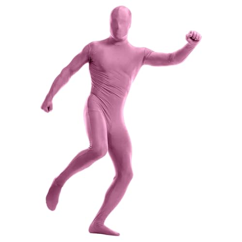 Orbgons Ganzkörperanzug Full Bodysuit Open Face ZentaiKostüm Cosplay Jumpsuit Unisex Unitard Body Suit Overalls mit Handschuhen AlienKostüm für Halloween Karneval (01 Light Purple, S) von Orbgons