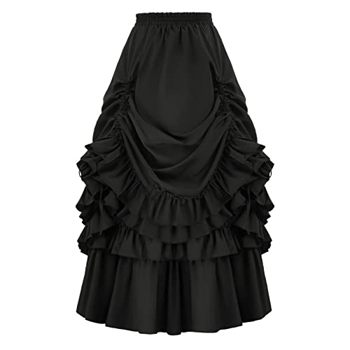 Piratin Kostüm Damen, Mittelalter Rock Damen Gothic Rock Damen Faschingskostüme Klassiker Piraten Rock Unregelmäßiger Saum Lange Mittelalter Kleidung a Linien Damen Größen Trachtenrock (Black, M) Piratin Kostüm Damen, Mittelalter Rock Damen Gothic Rock Damen Faschingskostüme Klassiker Piraten Rock Unregelmäßiger Saum Lange Mittelalter Kleidung a Linien Damen Größen Trachtenrock (Black, M) von Orbgons