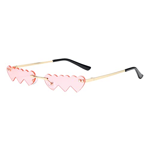 Sonnenbrille in Herzform, Herz Sonnenbrille, Vintage Sonnenbrille Hippie Stil Sonnenbrillen, Rave Brille Schnelle Brille Rave für Hippie Party Zubehör, Unregelmäßige Form Retro (Pink, One Size) von Orbgons