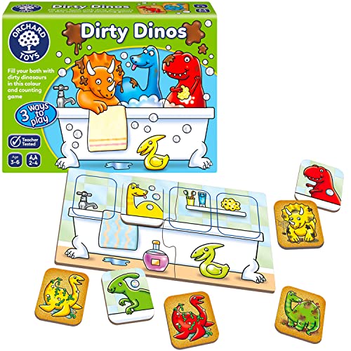 Orchard Toys Dirty Dinos Game, Colouring and Counting Game, Perfect for Preschoolers and Kids Age 3-6, Educational Game von Orchard Toys