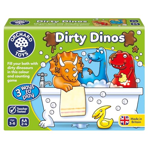 Orchard Toys Dirty Dinos Game, Colouring and Counting Game, Perfect for Preschoolers and Kids Age 3-6, Educational Game von Orchard Toys