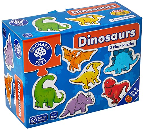 Orchard Toys Dinosaurs Jigsaw Puzzles, Six Educational Puzzles in a Box, 2-Piece Puzzles for Toddlers Ages 18mths +, Develops Hand-Eye Coordination von Orchard Toys