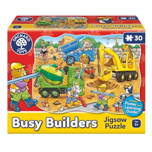 Orchard Toys Busy Builders Puzzle, 30-teiliges Lern-Puzzle, für Kinder ab 3 Jahren, entwickelt Hand-Augen-Koordination von Orchard Toys