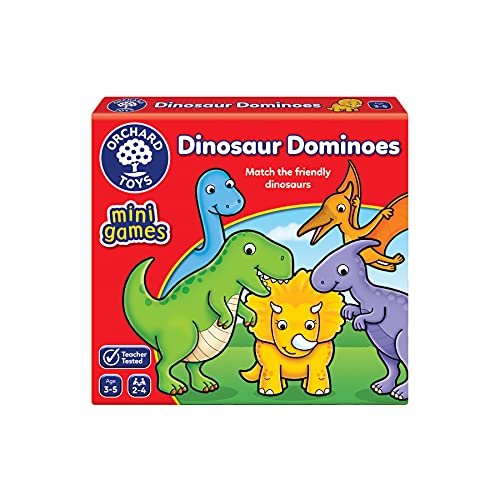 Orchard Toys Dinosaur Dominoes Mini Game, Small and Compact, Travel Game, A Fun Dinosaur Themed Domino Game, Perfect for Children Age 3-5 von Orchard Toys