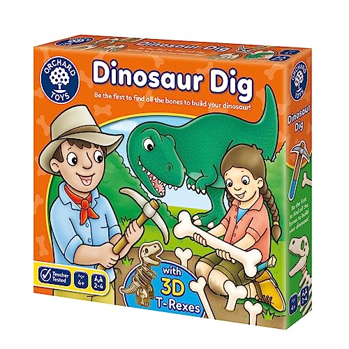 Orchard Toys - Dinosaur Dig Spiel, baue 3D-Dinosaurier, unterhaltsames Gedächtnisspiel, lehrreiche Spiele, Geburtstagsgeschenk, für Kinder ab 4 Jahren von Orchard Toys
