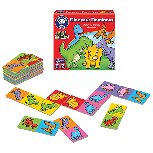 Orchard Toys Dinosaur Dominoes Mini Game, Small and Compact, Travel Game, A Fun Dinosaur Themed Domino Game, Perfect for Children Age 3-5 von Orchard Toys