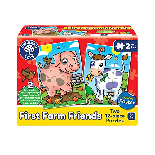 Orchard Toys First Farm Friends Jigsaw Puzzle, 12-Piece Educational Jigsaws, Two Puzzles in a Box, Perfect for Ages 2+, Develops Hand-Eye Coordination von Orchard Toys