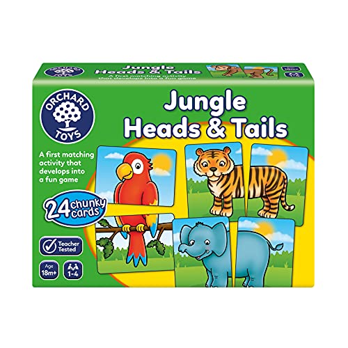 Orchard Toys Jungle Heads and Tails Game, Educational Game, 2 in 1 Activity, Educational Memory Game, Age 18 Months, Educational Toy von Orchard Toys
